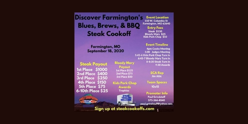 2020 Discover Farmington's Blues, Brews, & BBQ Steak Cookoff @ Farmington, MO