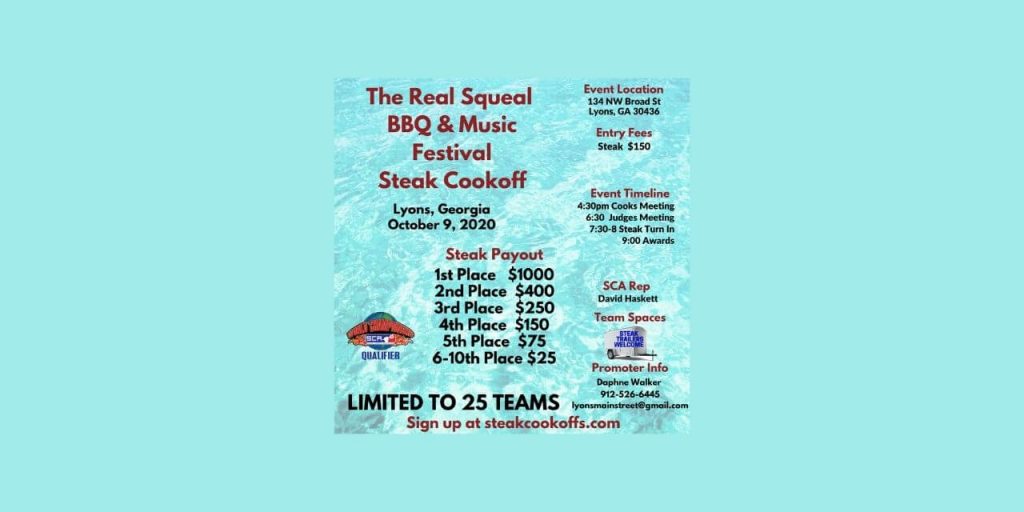 2020 The Real Squeal BBQ & Music Festival Steak Cookoff @ Lyons, GA
